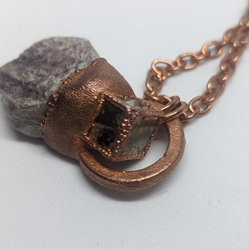 'Dejourliev' Hexagonal Ruby & Pyrite Cube Necklace - Picture 6 of 9